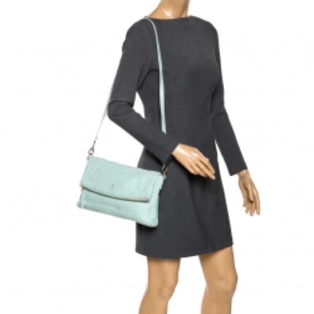 NWOT Kate Spade Turquoise Leather Foldover Bag